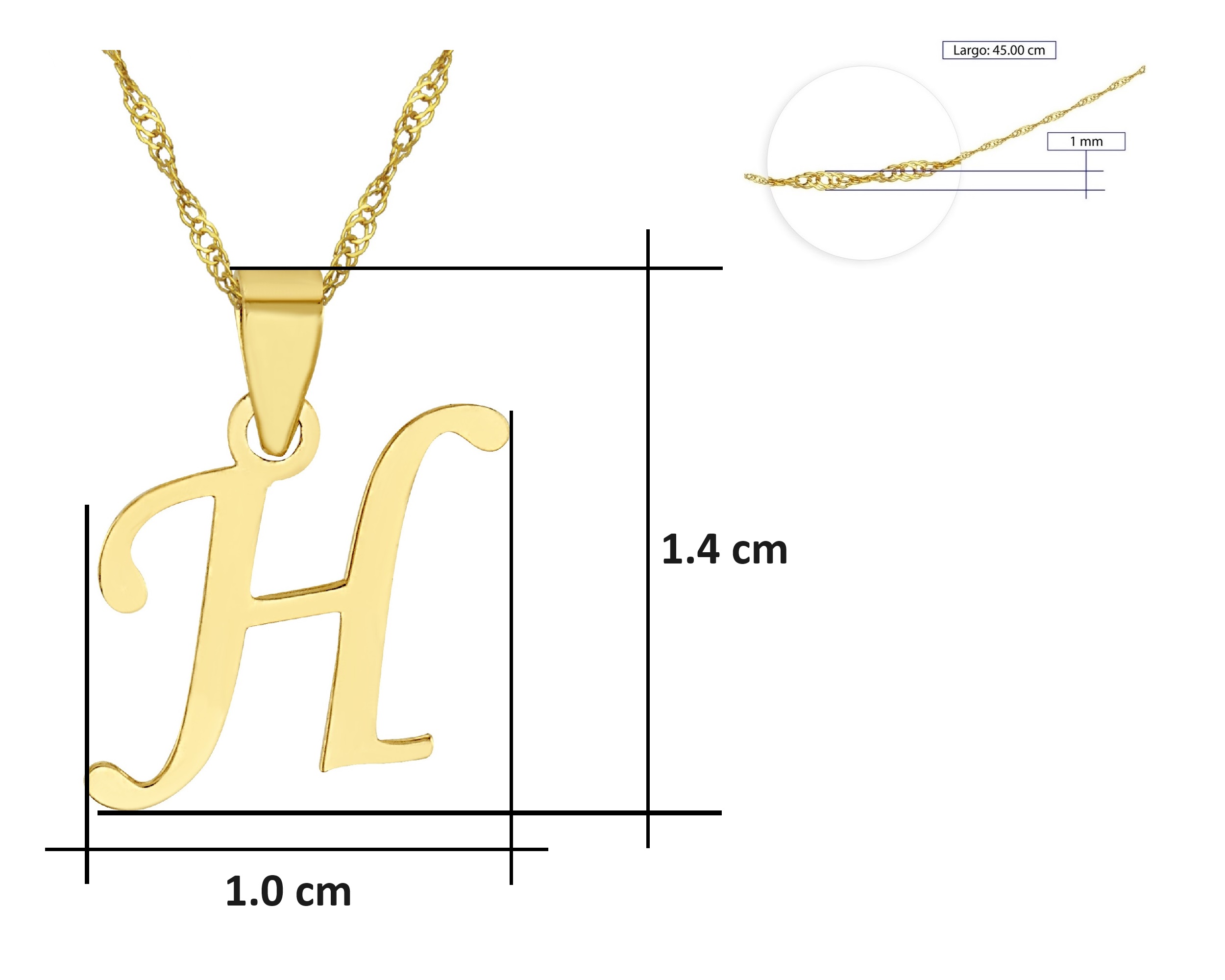 Foto 6 | Gargantilla Inicial Lisa ''h'' 45cm Horoz 10k C1705