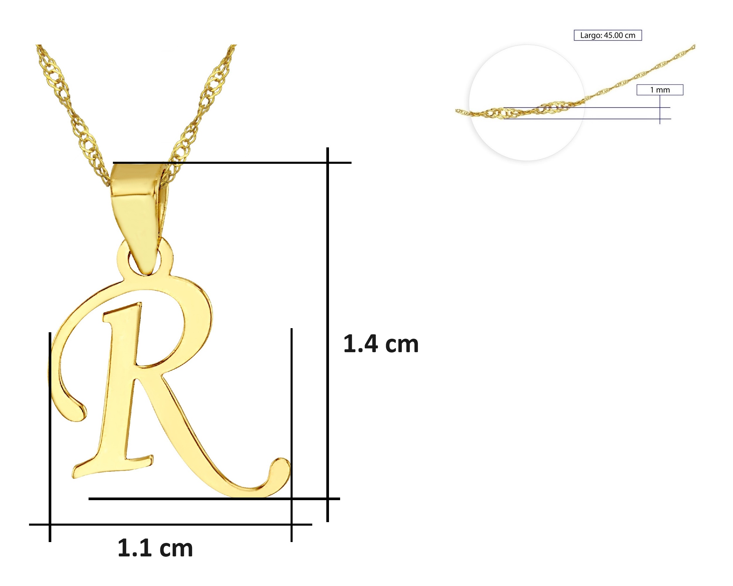 Foto 7 pulgar | Gargantilla Inicial Lisa ''r'' 45cm Horoz 10k C1714