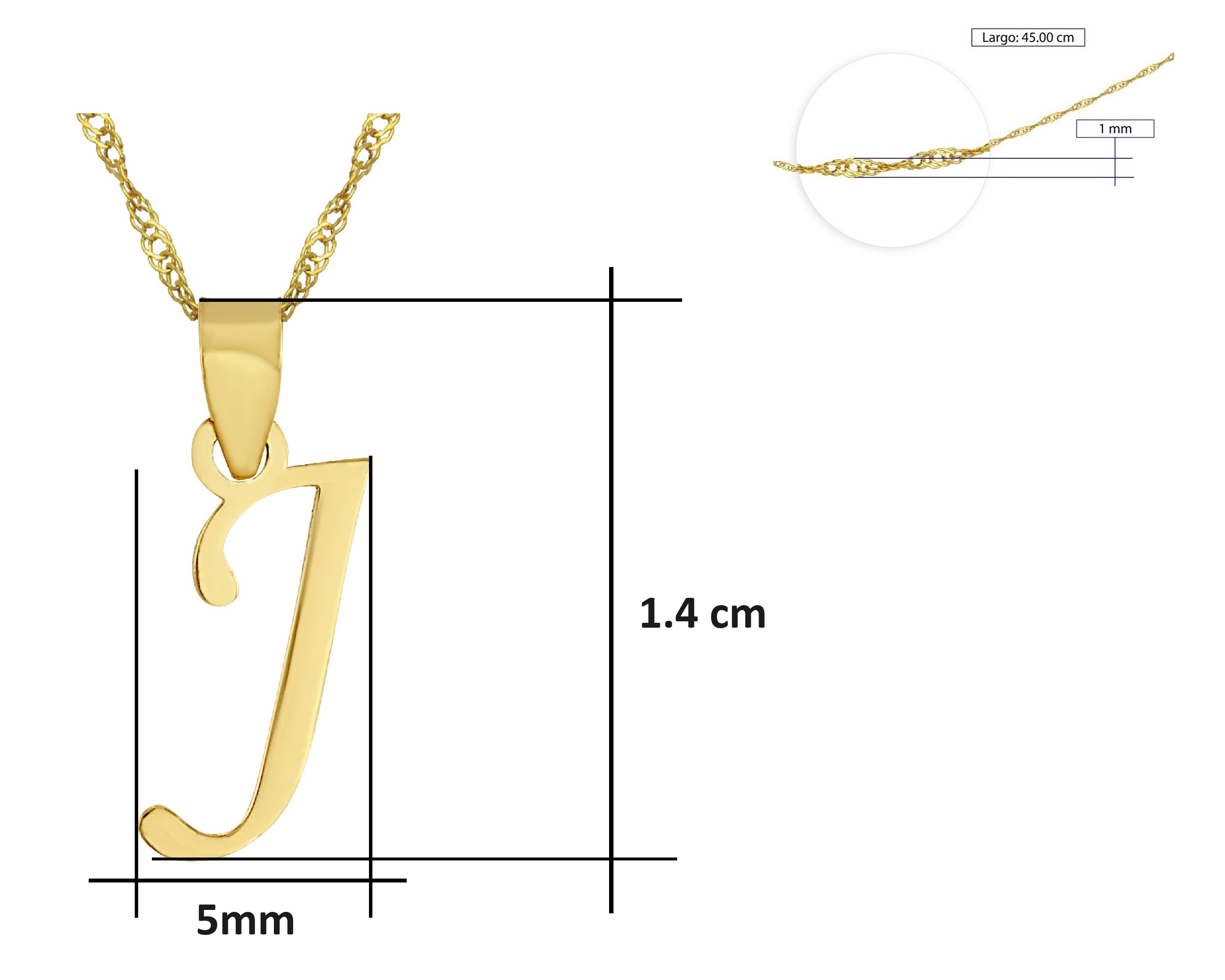 Foto 6 | Gargantilla Inicial Lisa ''j'' 45cm Horoz 10k C1707
