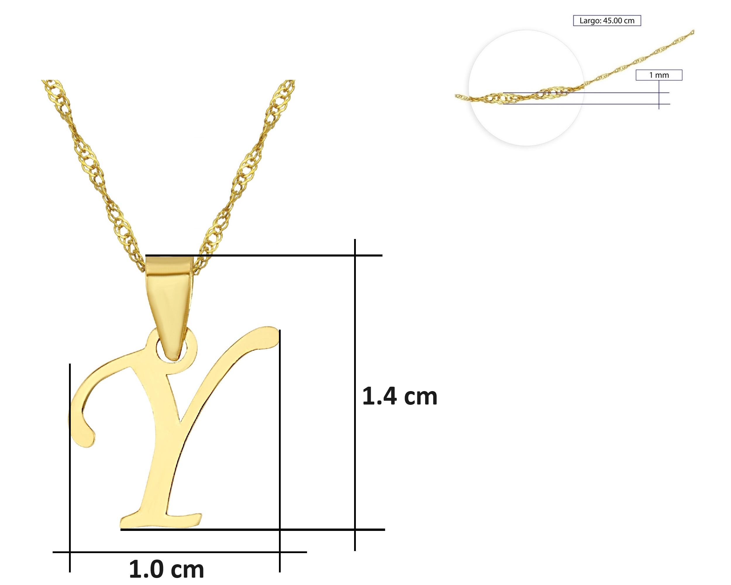 Foto 6 | Gargantilla Inicial Lisa ''y'' 45cm Horoz 10k C1720