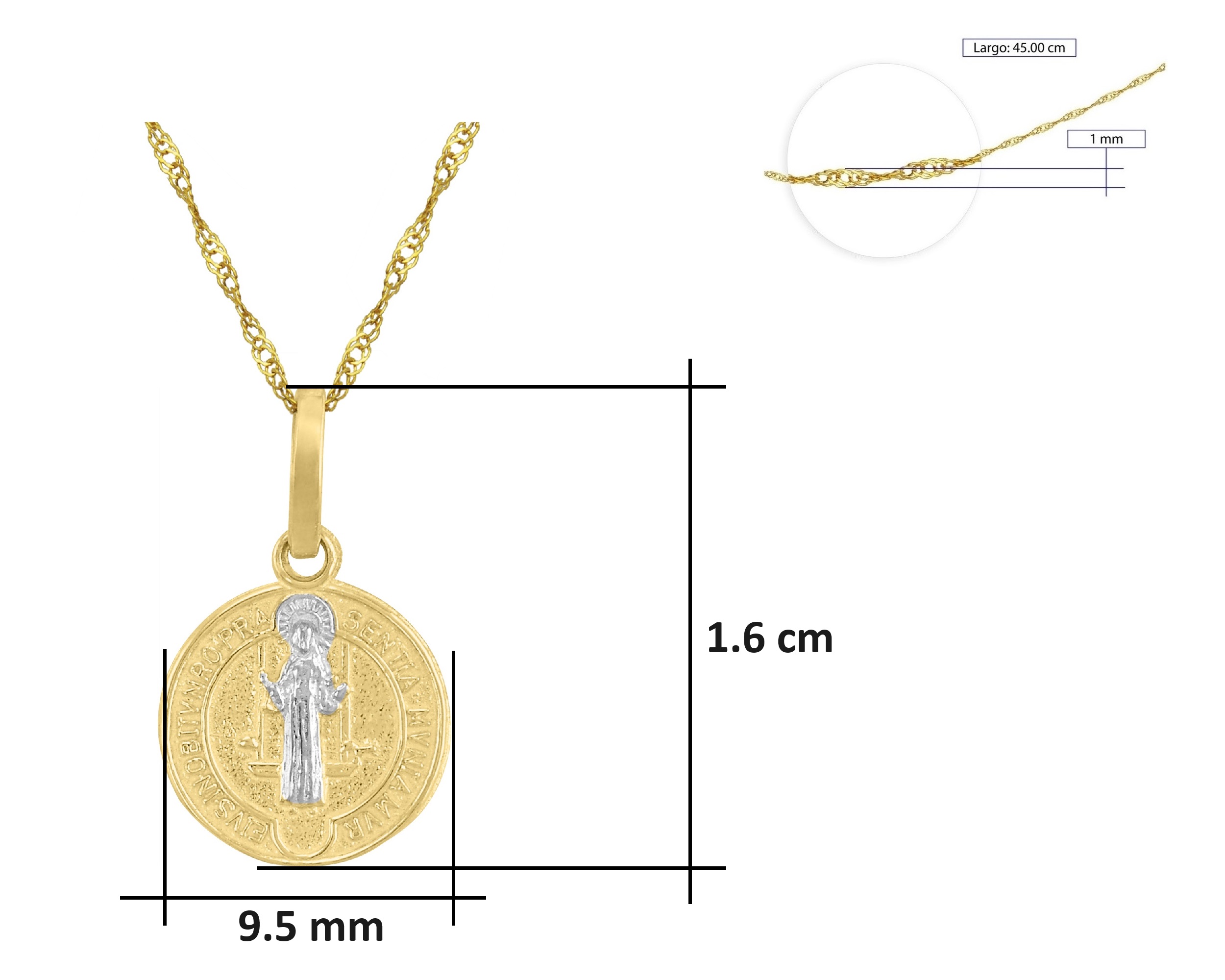 Foto 7 | Gargantilla Horoz San Benito con Medalla Grabada Oro 10k 45 cm