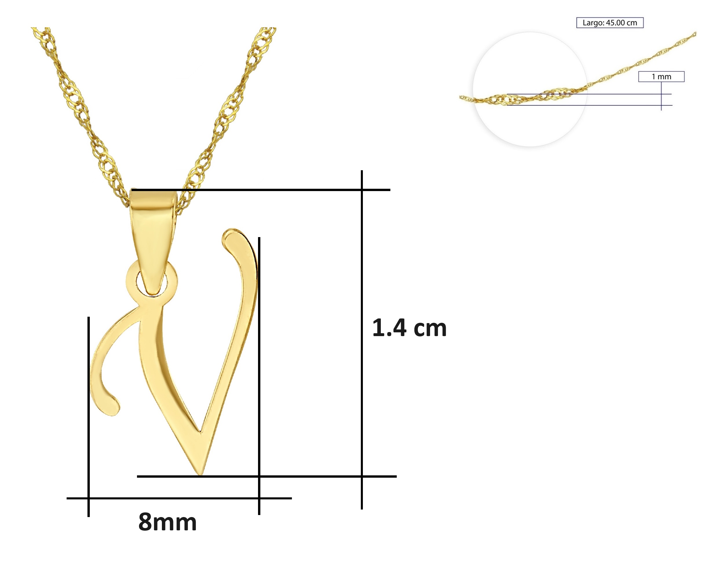 Foto 7 pulgar | Gargantilla Horoz Inicial Lisa v Oro 10k 45cm