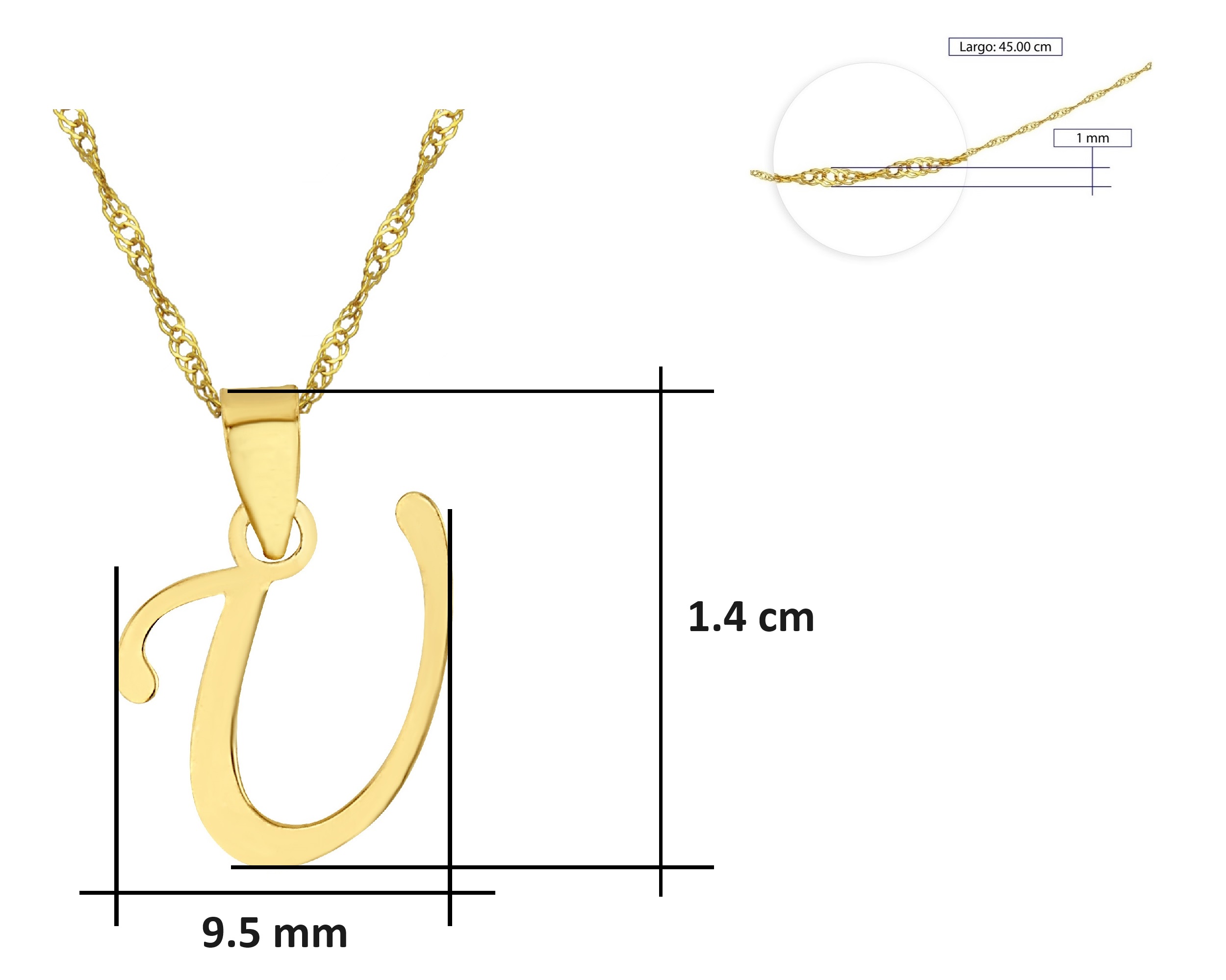 Foto 6 | Gargantilla Horoz Inicial Lisa u Oro 10k 45cm