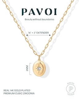 Foto 3 | Collar Pavoi Charm North Star de Plata de Ley Chapada en Oro de 14 Quilates - Venta Internacional