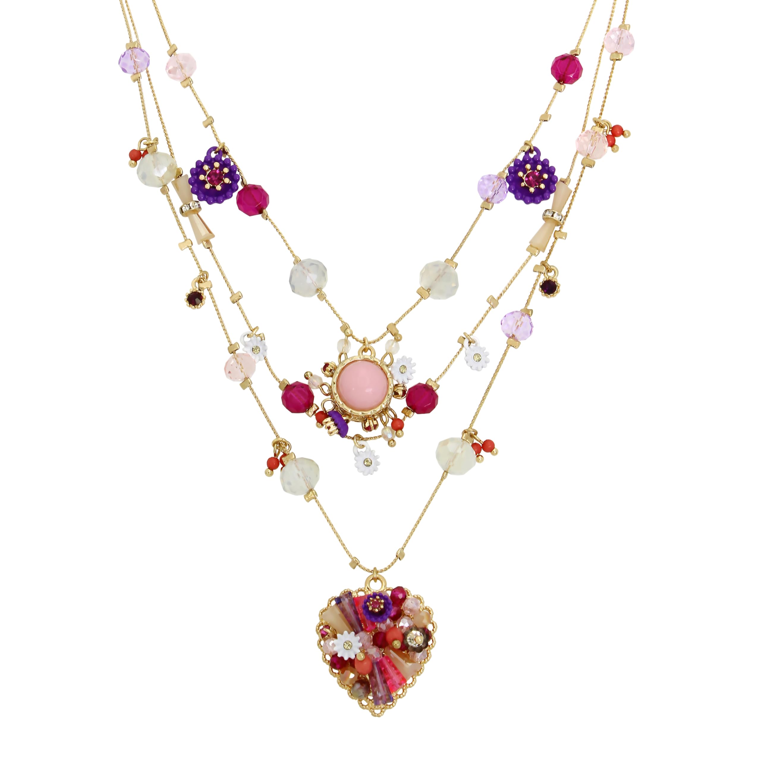 Foto 2 | Collar De Abalorios Tejidos En Forma De Corazón De Betsey Johnson Para Mujer - Venta Internacional.