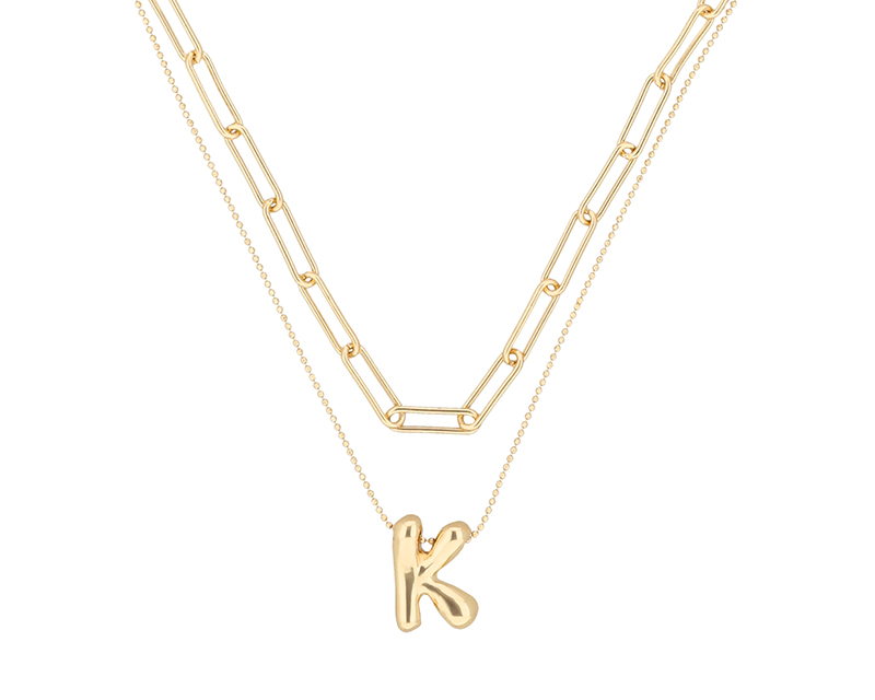 Foto 3 pulgar | Collar Nine West 19n01238 Color Dorado Letra K