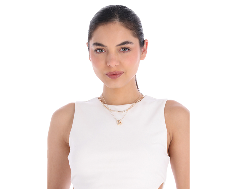 Foto 4 pulgar | Collar Nine West 19n01238 Color Dorado Letra K