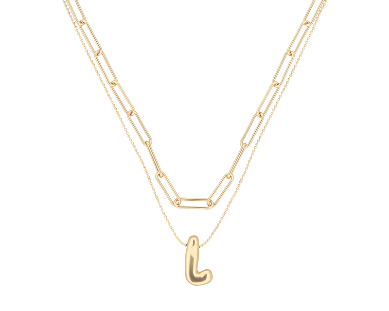 Foto 3 pulgar | Collar Nine West 19n01239 Color Dorado Letra L