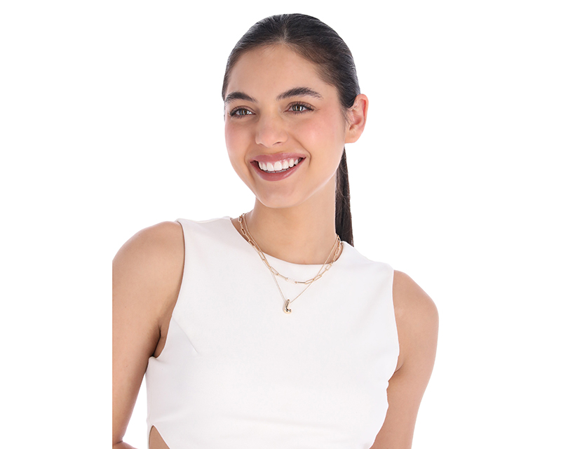 Foto 4 pulgar | Collar Nine West 19n01239 Color Dorado Letra L