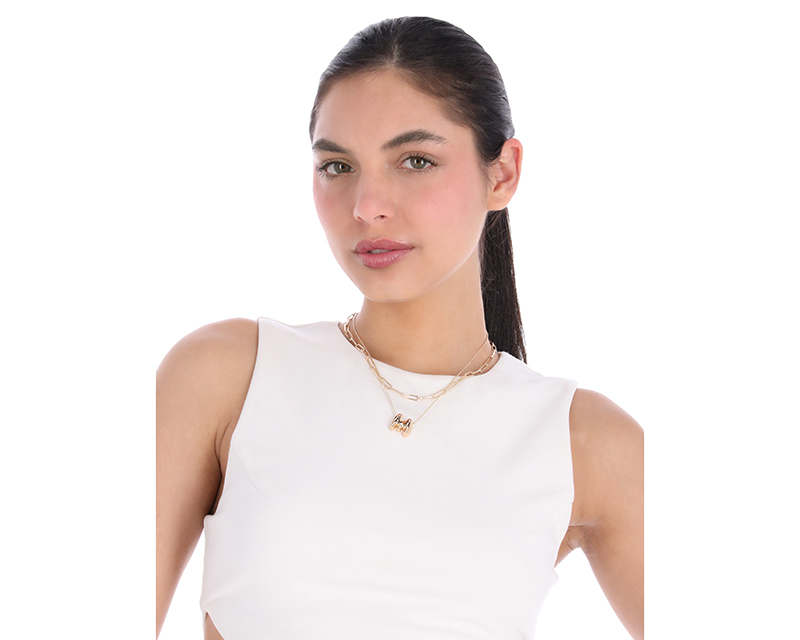 Foto 4 pulgar | Collar Nine West 19n01240 Color Dorado Letra M