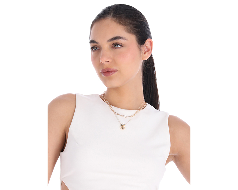 Foto 4 pulgar | Collar Nine West 19n01241 Color Dorado Letra S