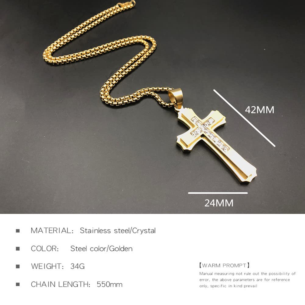 Foto 4 pulgar | Collar Olevs Gold Diamond Cross Para Mujer De Acero Inoxidable - Venta Internacional.