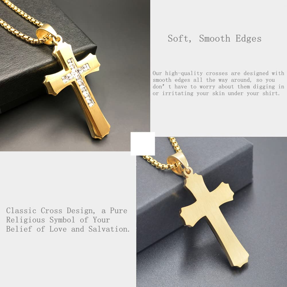 Foto 6 pulgar | Collar Olevs Gold Diamond Cross Para Mujer De Acero Inoxidable - Venta Internacional.