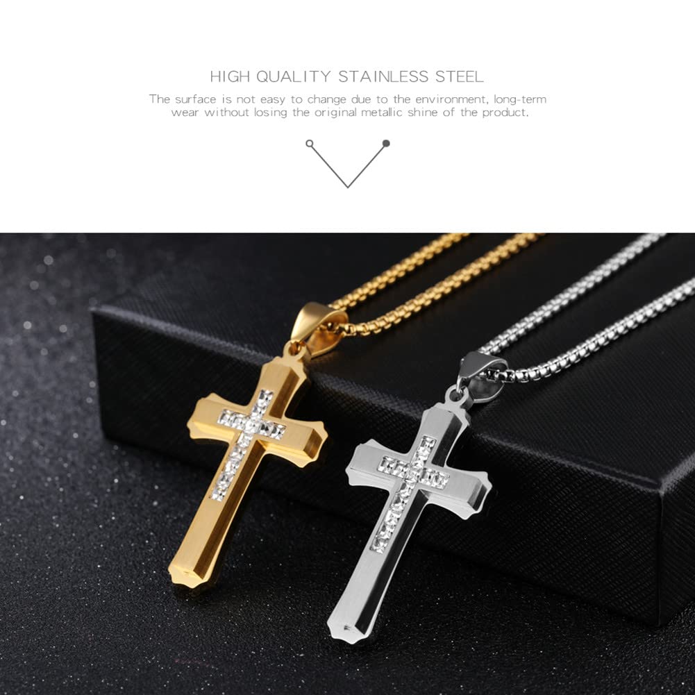 Foto 7 pulgar | Collar Olevs Gold Diamond Cross Para Mujer De Acero Inoxidable - Venta Internacional.