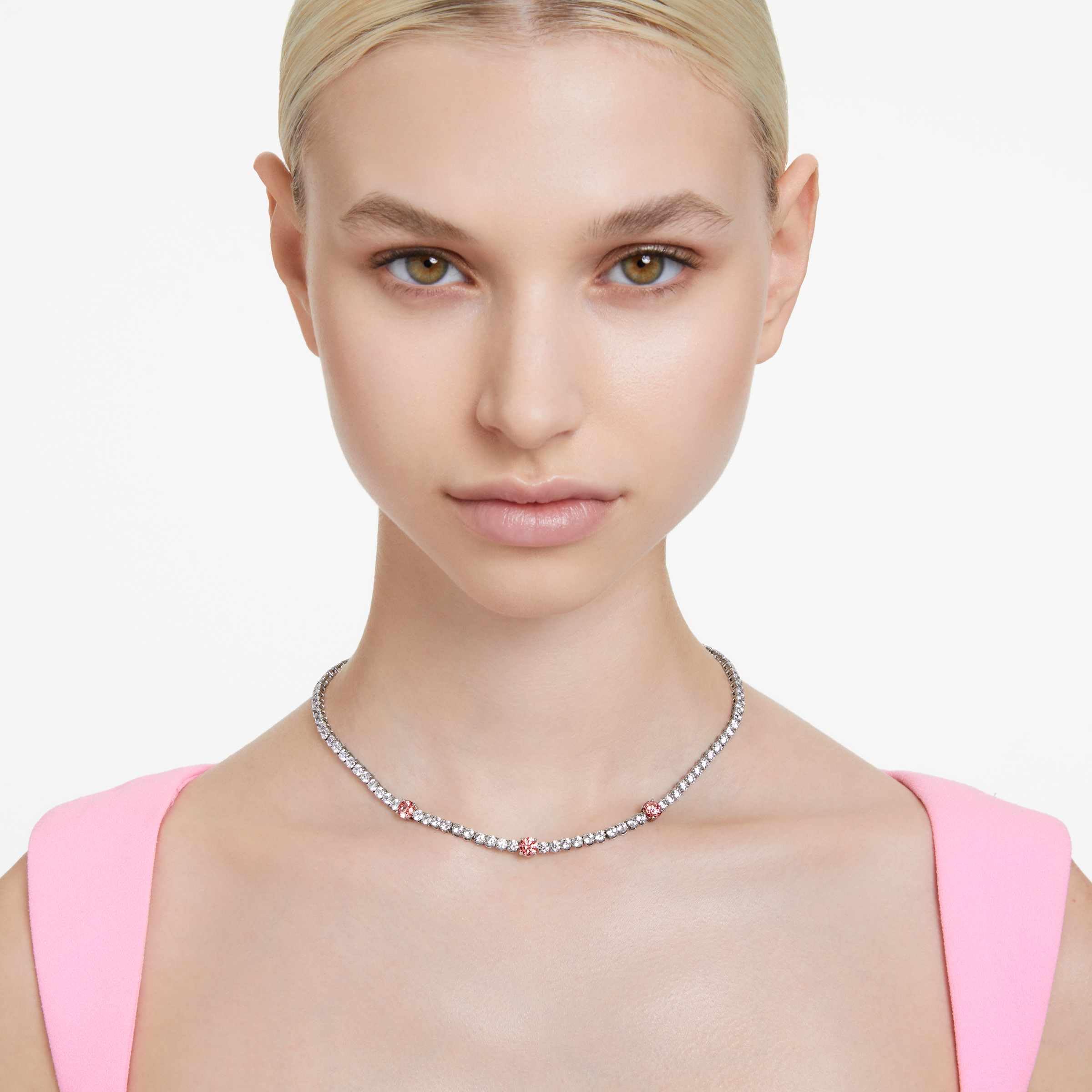 Foto 5 | Collar Swarovski Matrix Tennis Con Acabado En Rodio Rosa - Venta Internacional.