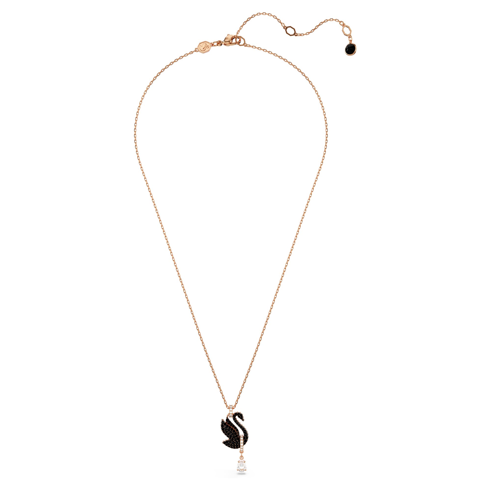 Foto 2 | Collar Con Colgante De Cisne De Swarovski Con Cristales Negros En Oro Rosa - Venta Internacional.