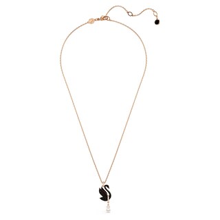 Foto 2 | Collar Con Colgante De Cisne De Swarovski Con Cristales Negros En Oro Rosa - Venta Internacional.