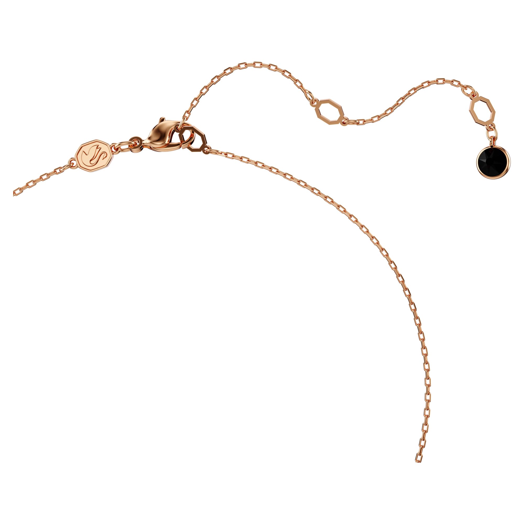 Foto 4 pulgar | Collar Con Colgante De Cisne De Swarovski Con Cristales Negros En Oro Rosa - Venta Internacional.