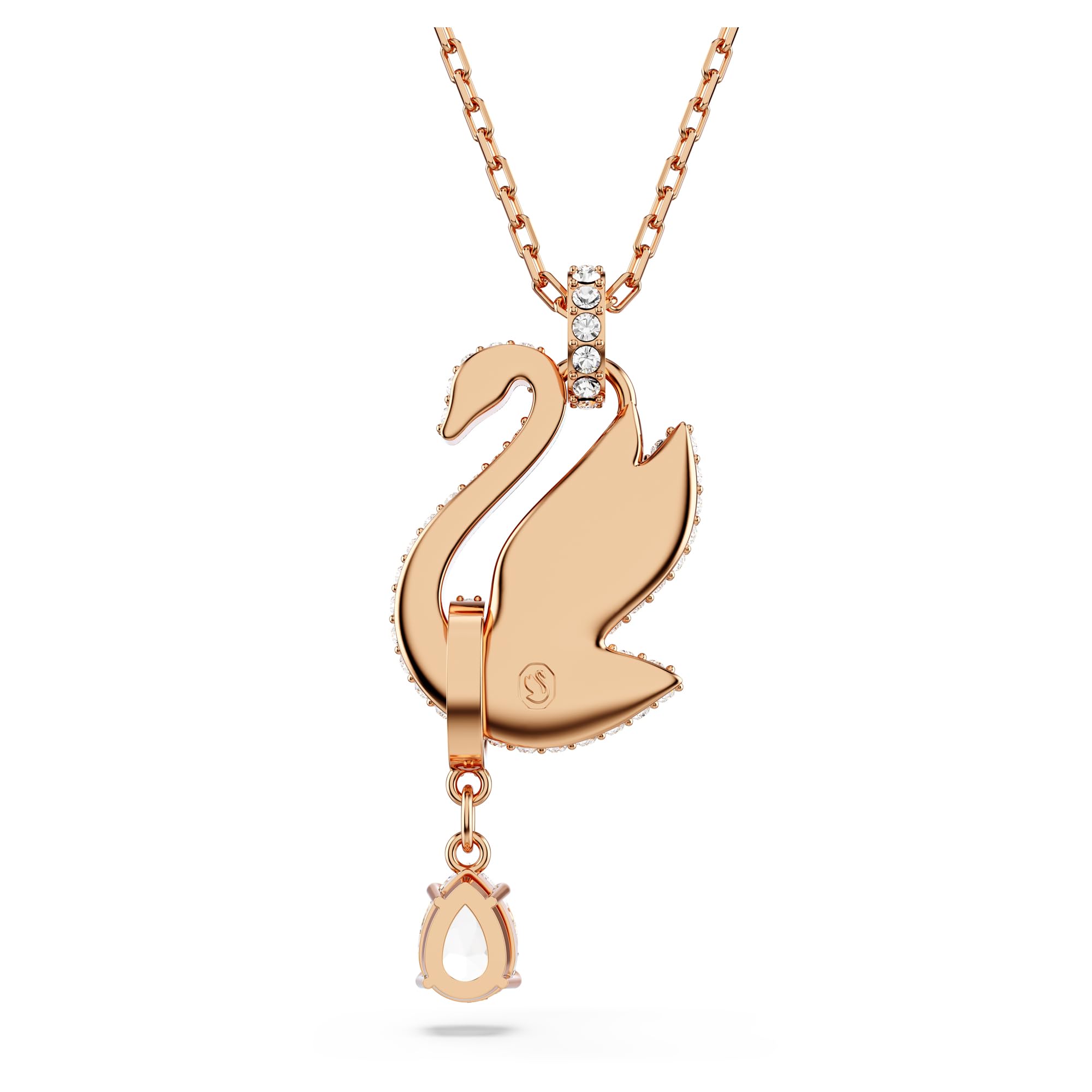 Foto 5 pulgar | Collar Con Colgante De Cisne De Swarovski Con Cristales Negros En Oro Rosa - Venta Internacional.