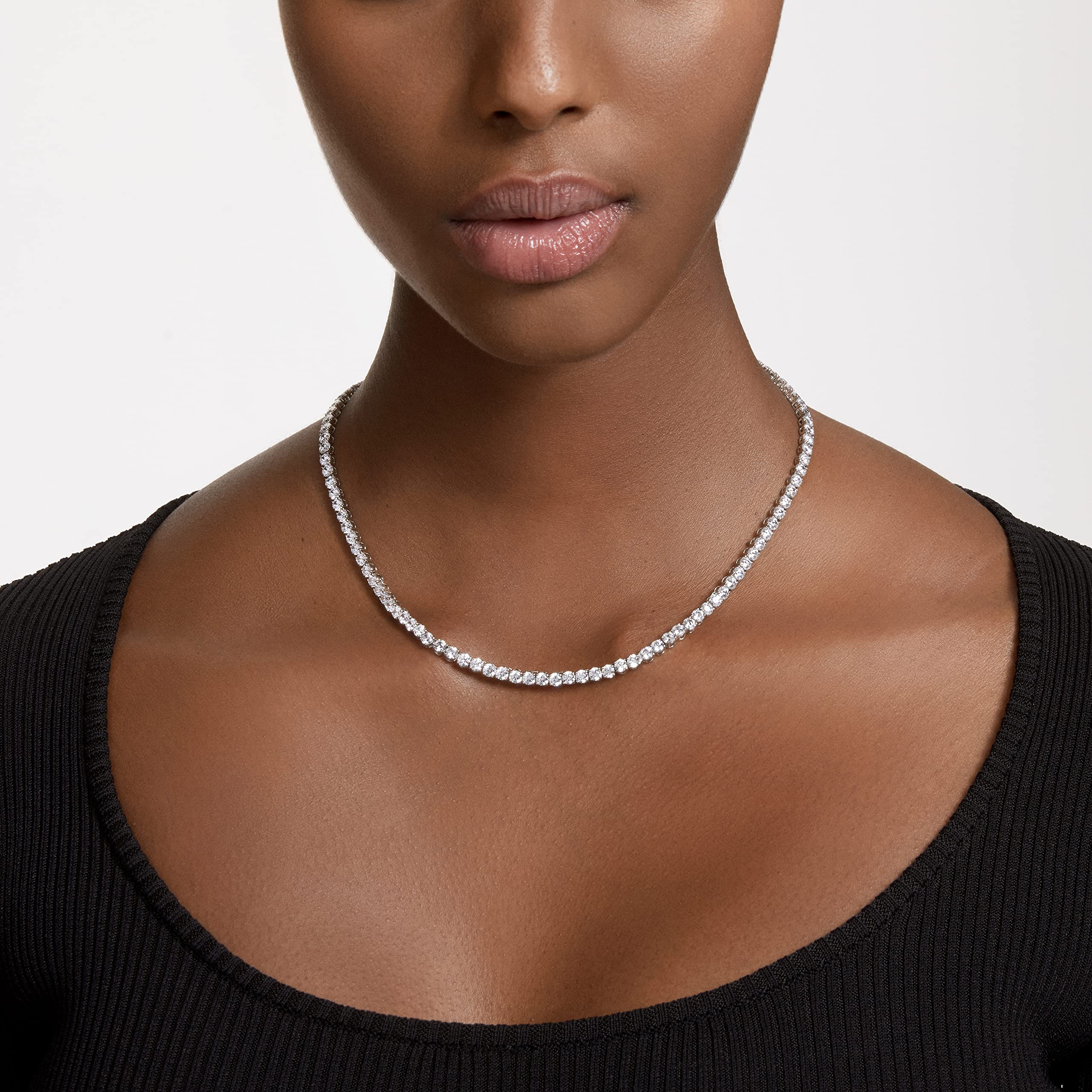 Foto 5 | Collar Swarovski Matrix Tennis Con Cristales Transparentes De Rodio - Venta Internacional.