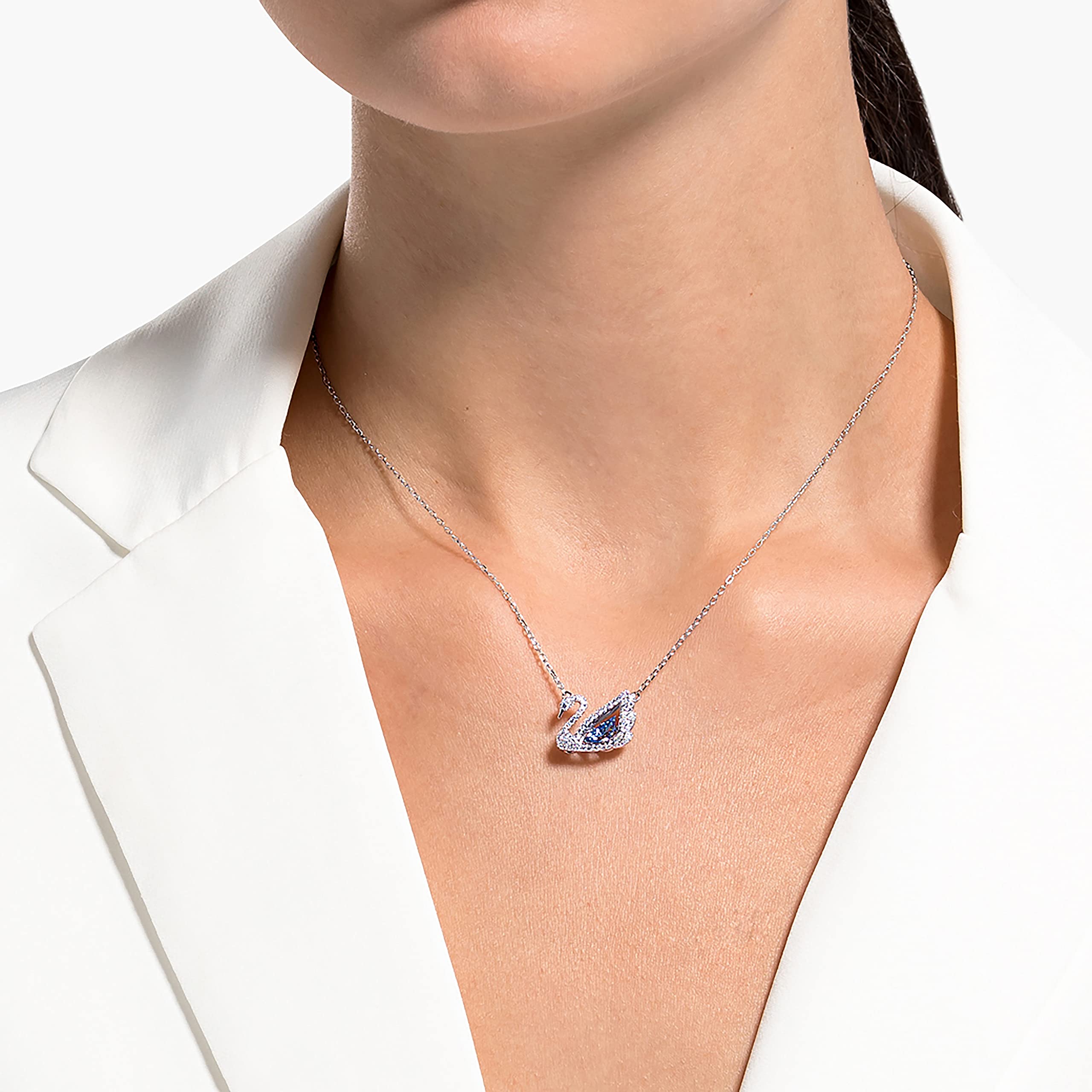 Foto 8 pulgar | Collar Con Colgante De Cisne De Swarovski Con Cristales Azules Y Blancos - Venta Internacional.