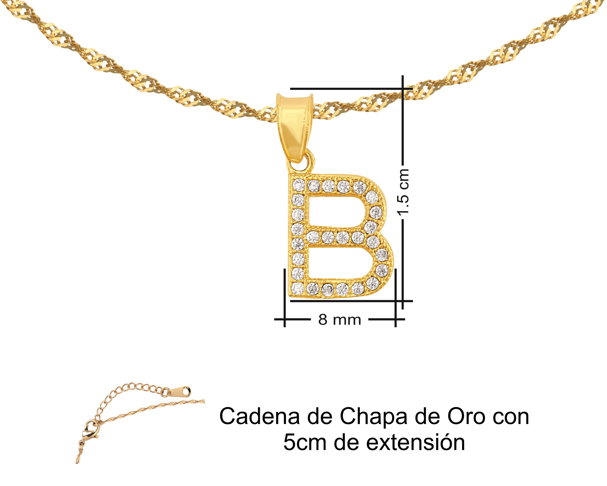 Foto 7 pulgar | Gargantilla Inicial ''b'' 45cm De Chapa De Oro 18k Ch84