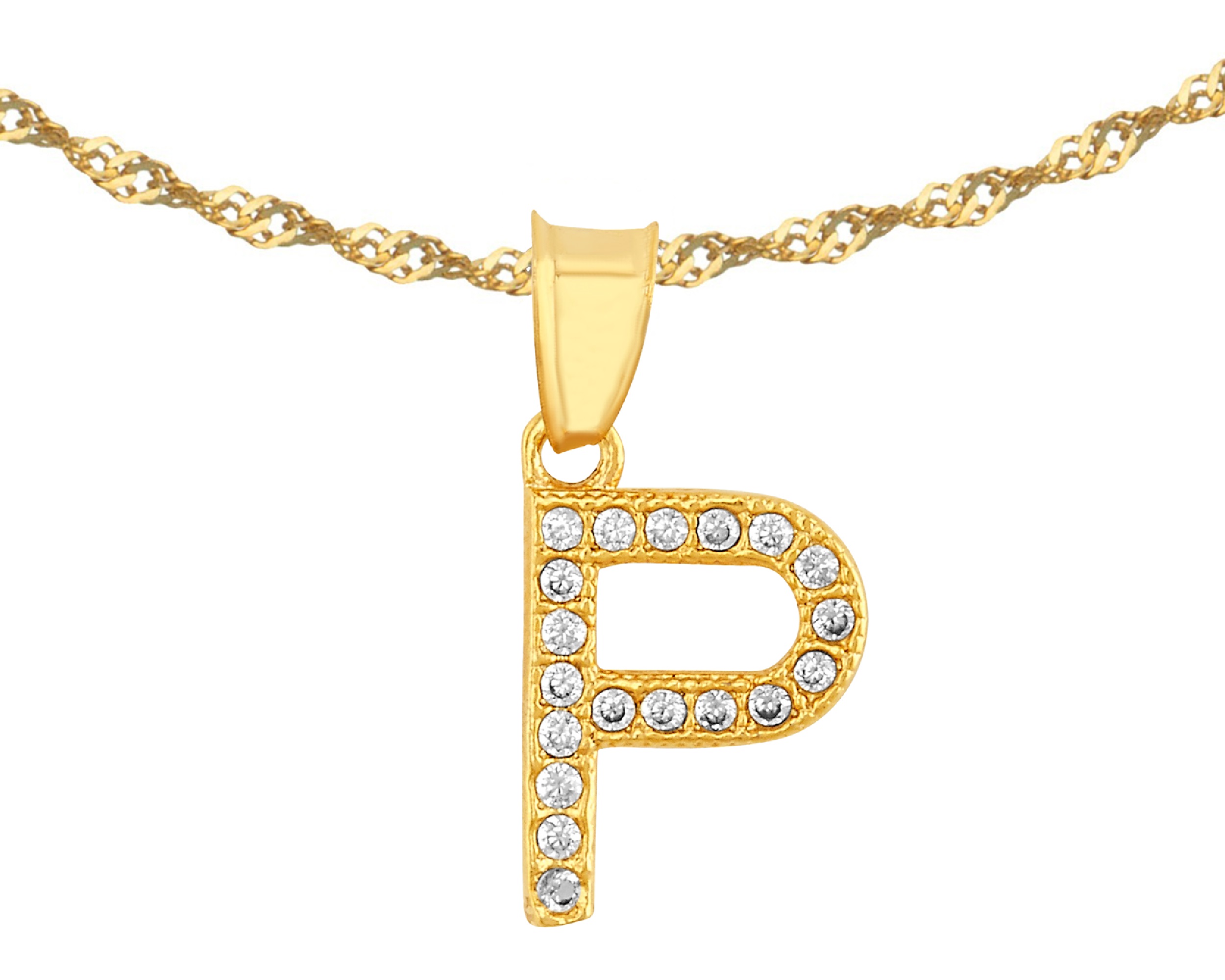 Gargantilla Inicial ''p'' 45cm De Chapa De Oro 18k Ch98