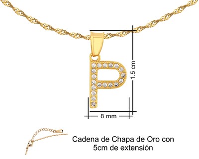 Foto 6 | Gargantilla Inicial ''p'' 45cm De Chapa De Oro 18k Ch98