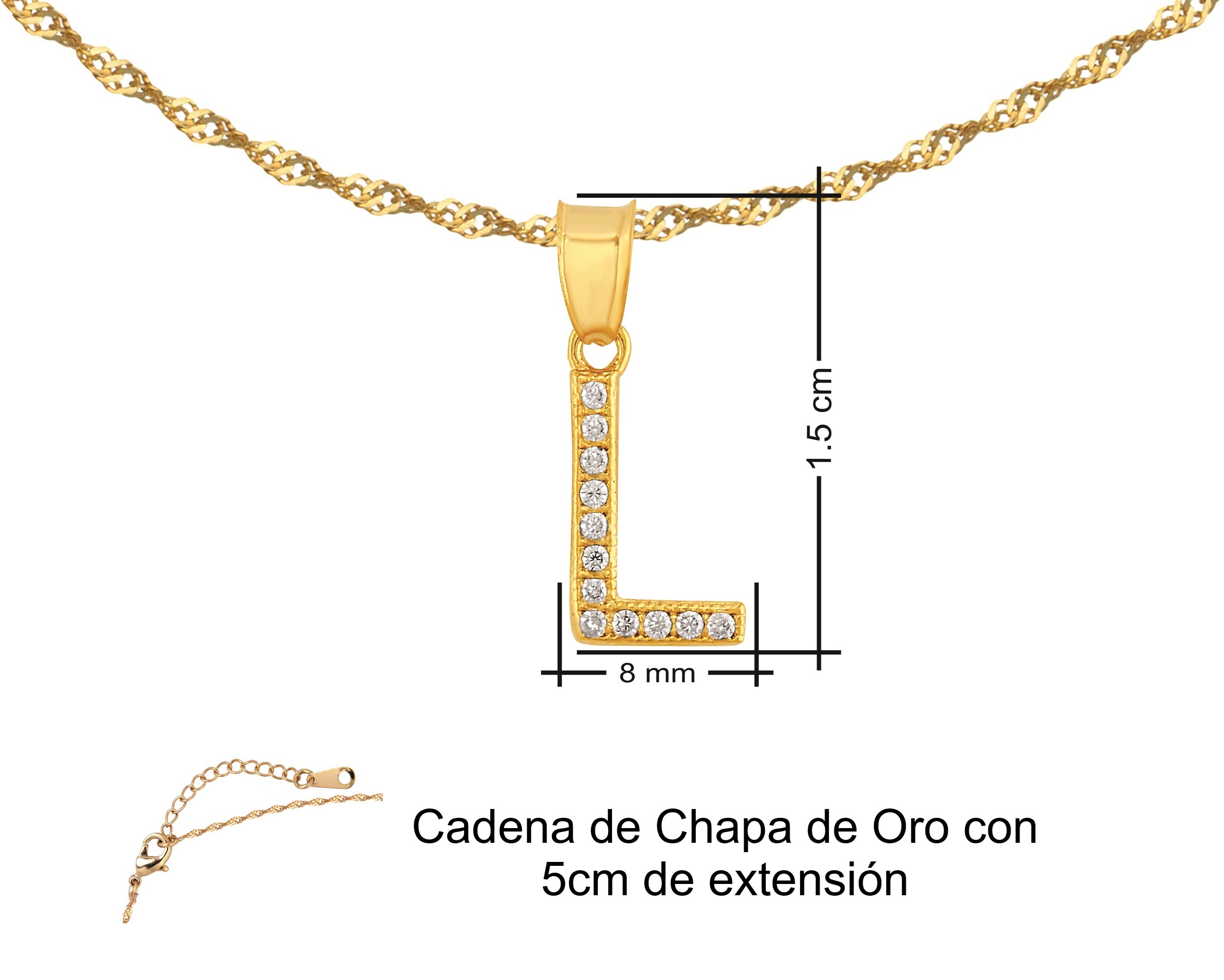 Foto 7 | Gargantilla Inicial ''l'' 45cm De Chapa De Oro 18k Ch94