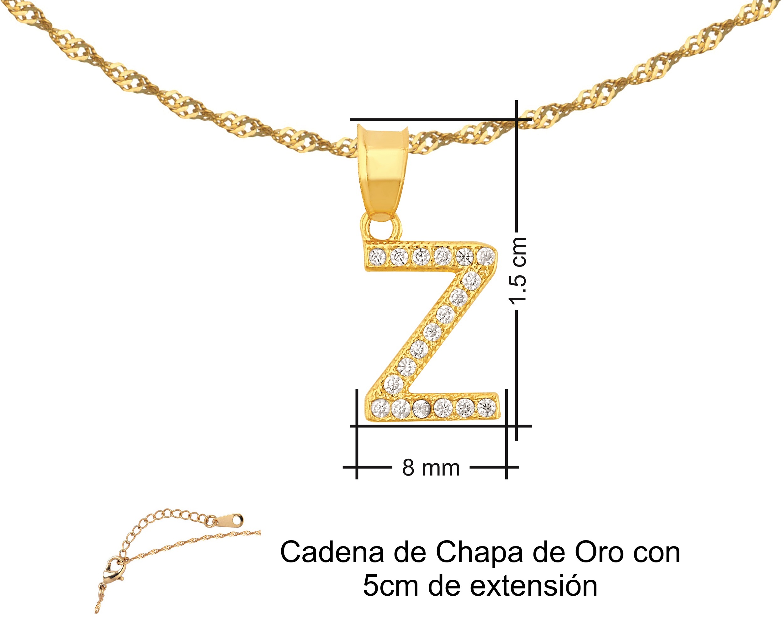 Foto 8 pulgar | Gargantilla Inicial ''z'' 45cm De Chapa De Oro 18k Ch106