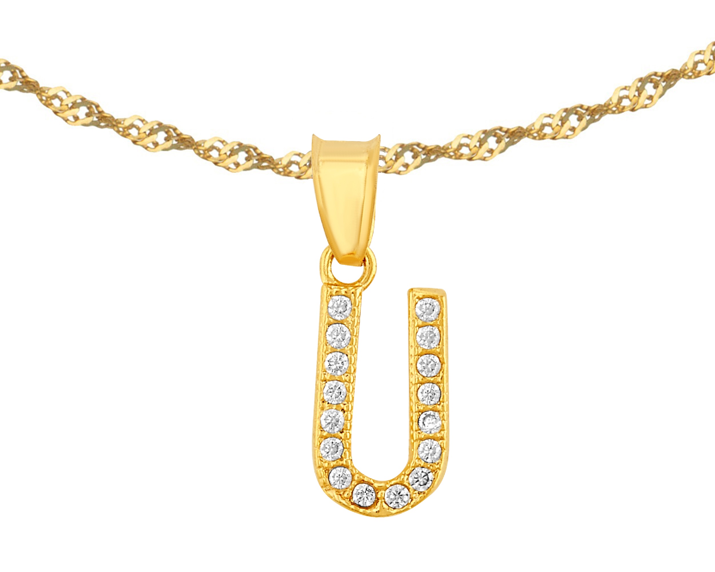 Foto 2 pulgar | Gargantilla Inicial ''u'' 45cm De Chapa De Oro 18k Ch102