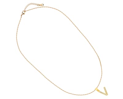 Foto 2 | Gargantilla Inicial ''v'' 45cm De Chapa De Oro 18k Ch103