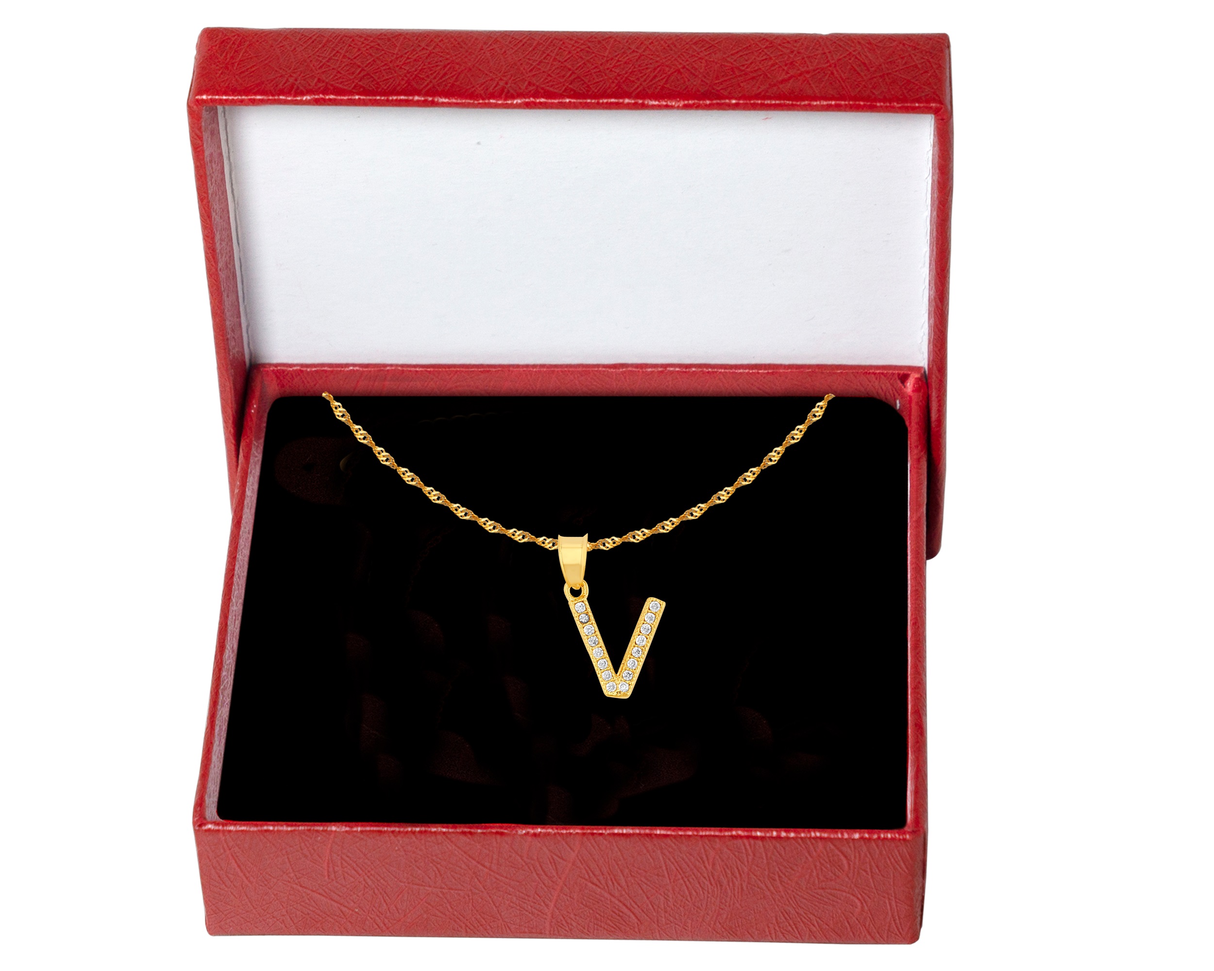 Foto 6 pulgar | Gargantilla Inicial ''v'' 45cm De Chapa De Oro 18k Ch103