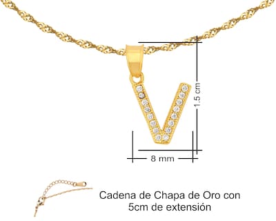Foto 7 | Gargantilla Inicial ''v'' 45cm De Chapa De Oro 18k Ch103