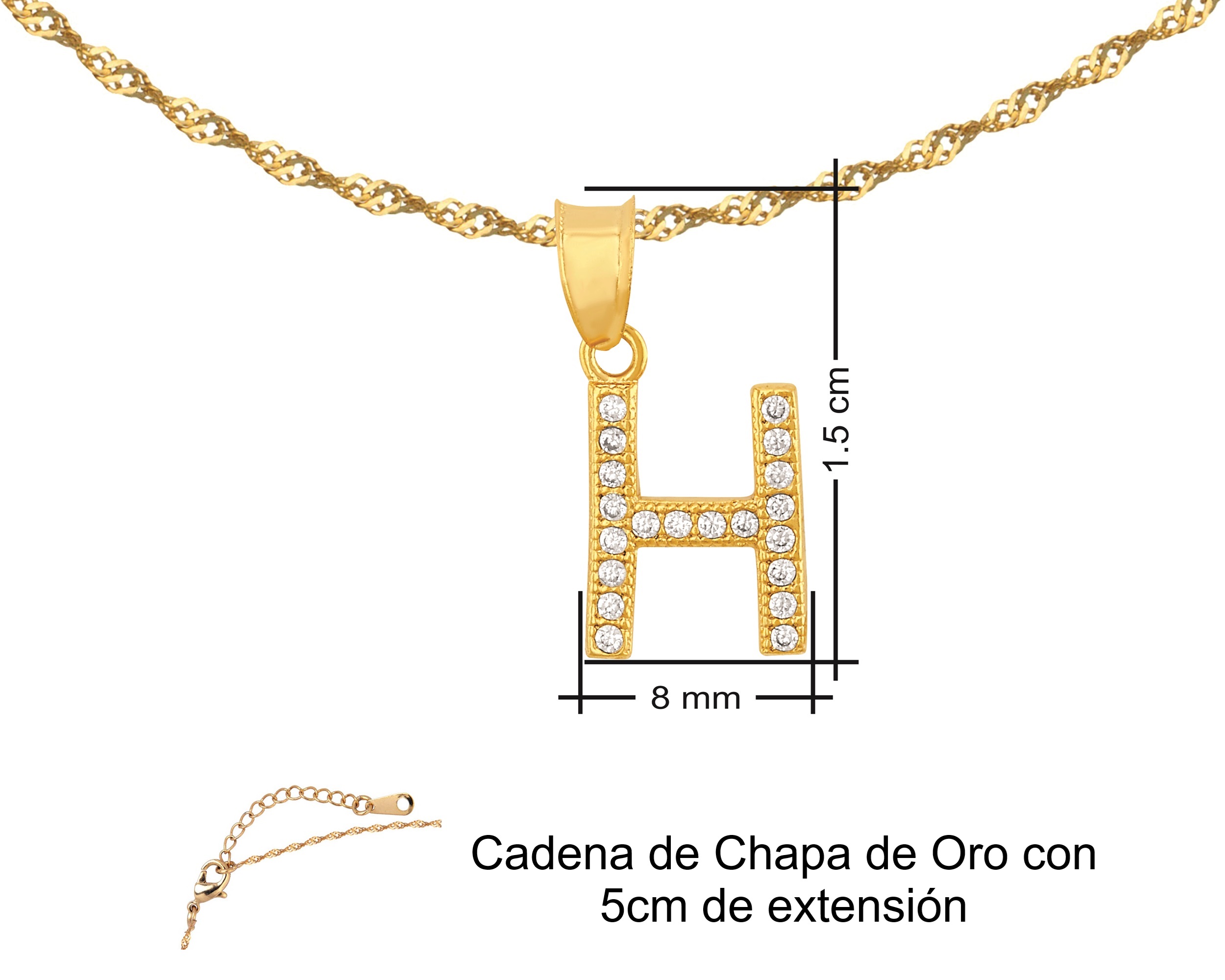 Foto 7 | Gargantilla Inicial ''h'' 45cm De Chapa De Oro 18k Ch90