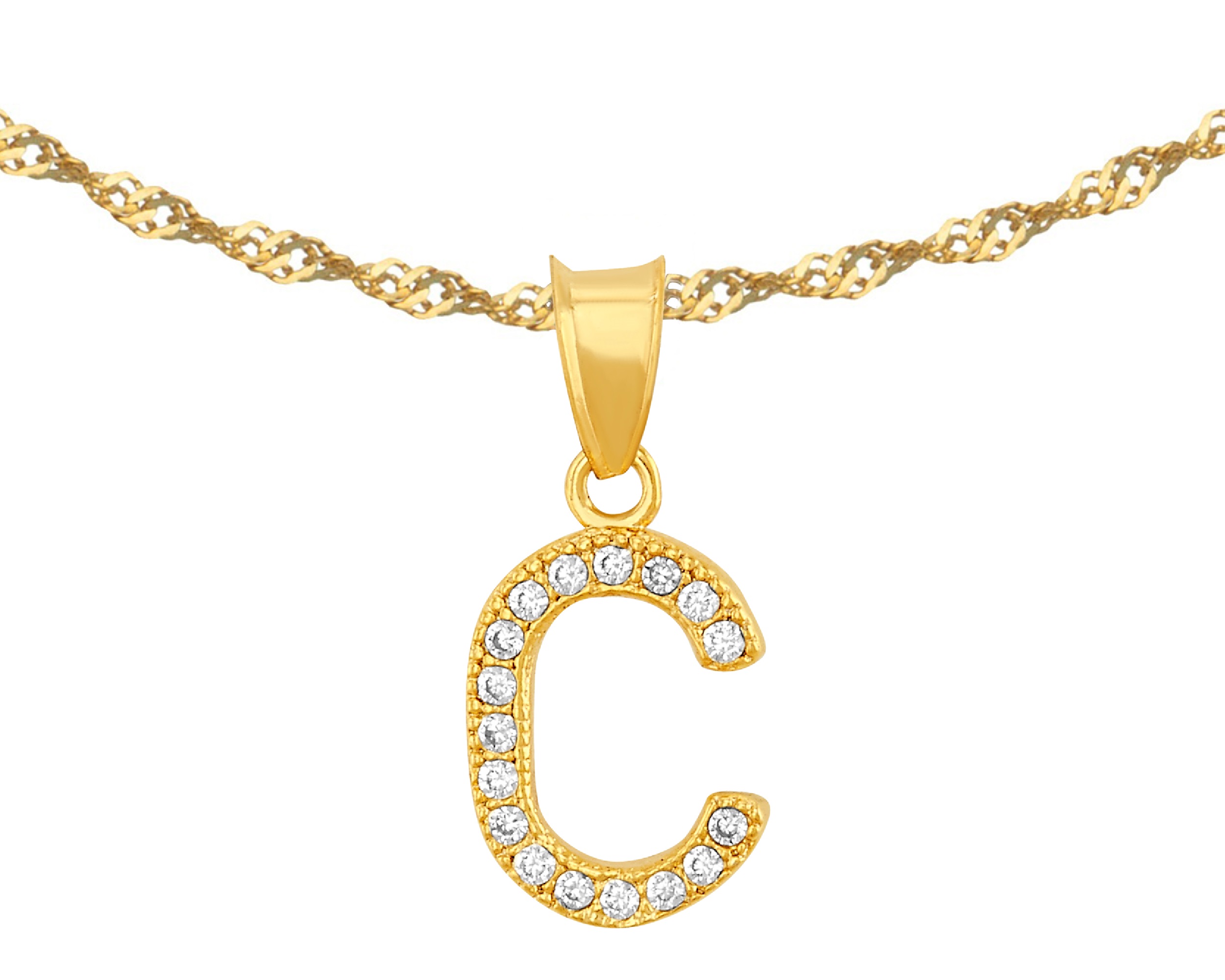 Foto 2 pulgar | Gargantilla Inicial ''c'' 45cm De Chapa De Oro 18k Ch85