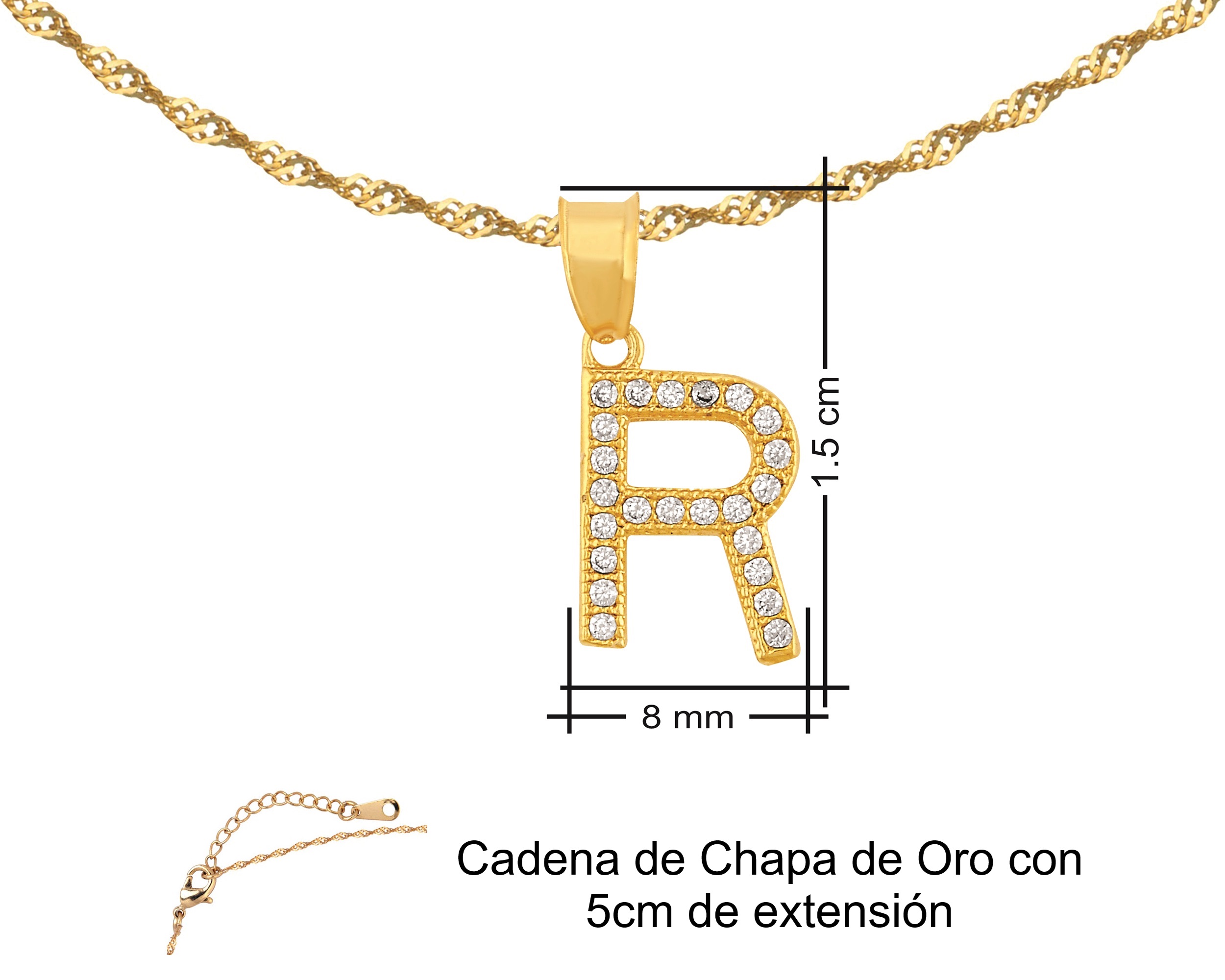 Foto 8 pulgar | Gargantilla Inicial ''r'' 45cm De Chapa De Oro 18k Ch99