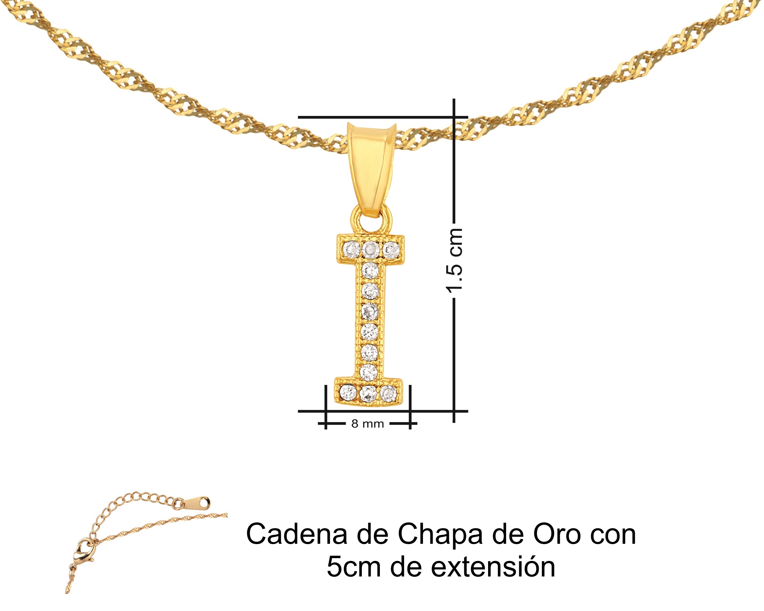 Foto 8 pulgar | Gargantilla Inicial ''i'' 45cm De Chapa De Oro 18k Ch91