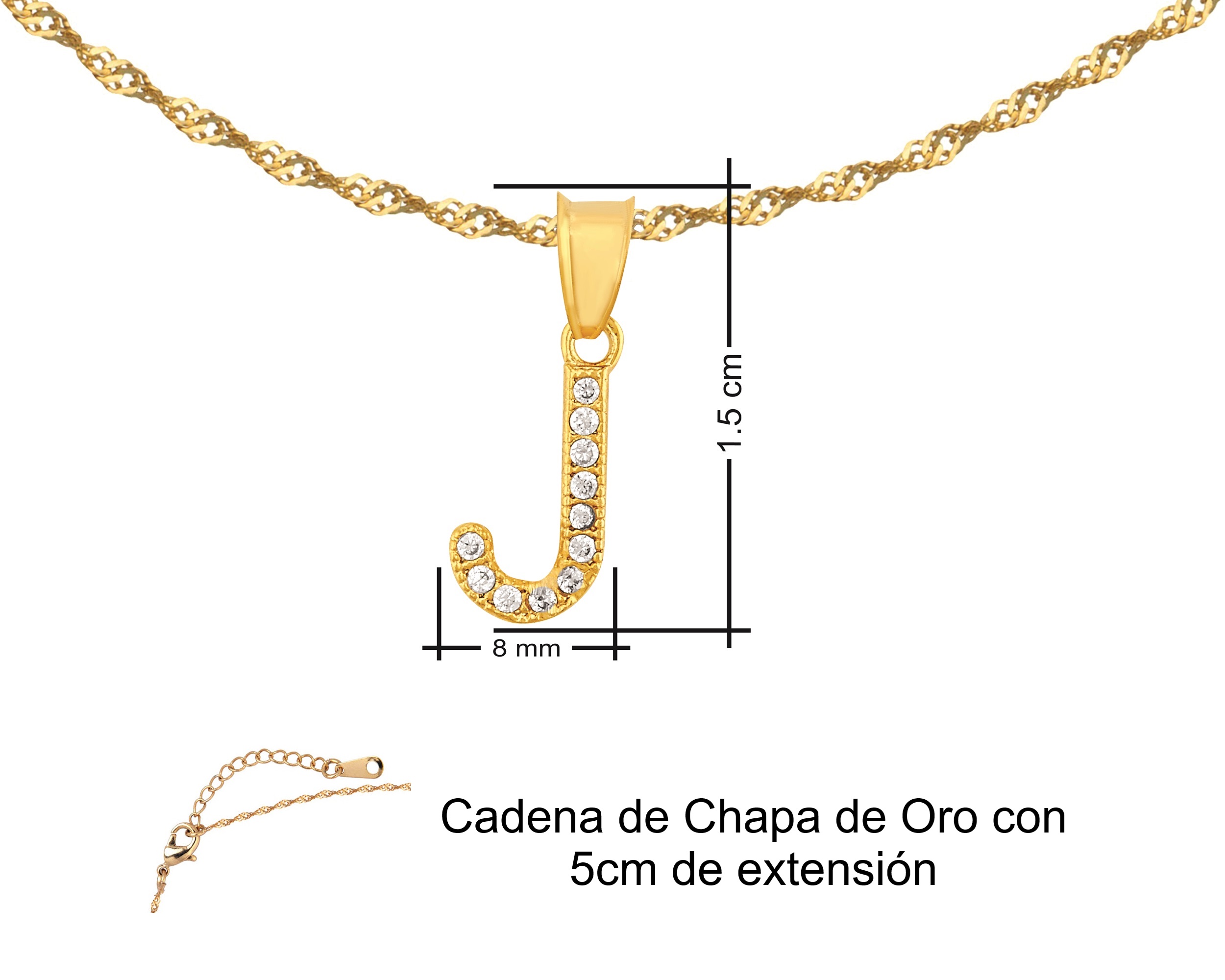 Foto 8 pulgar | Gargantilla Inicial ''j'' 45cm De Chapa De Oro 18k Ch92