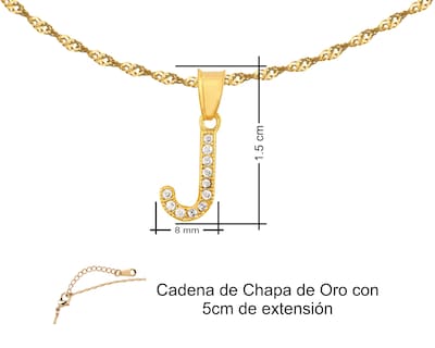 Foto 7 | Gargantilla Inicial ''j'' 45cm De Chapa De Oro 18k Ch92
