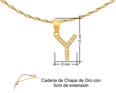 Foto 7 | Gargantilla Inicial ''y'' 45cm De Chapa De Oro 18k Ch105