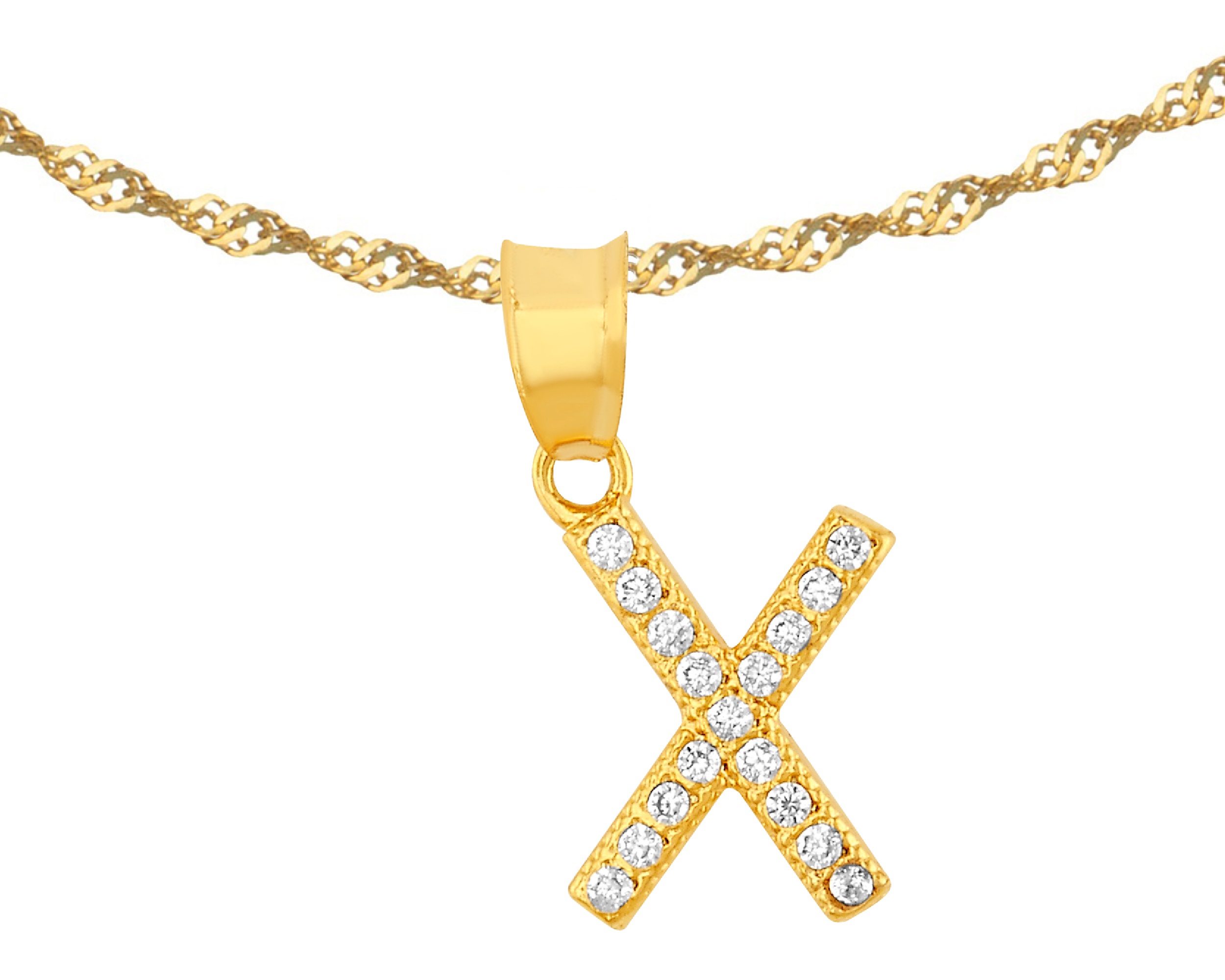 Gargantilla Inicial ''x'' 45cm De Chapa De Oro 18k Ch104