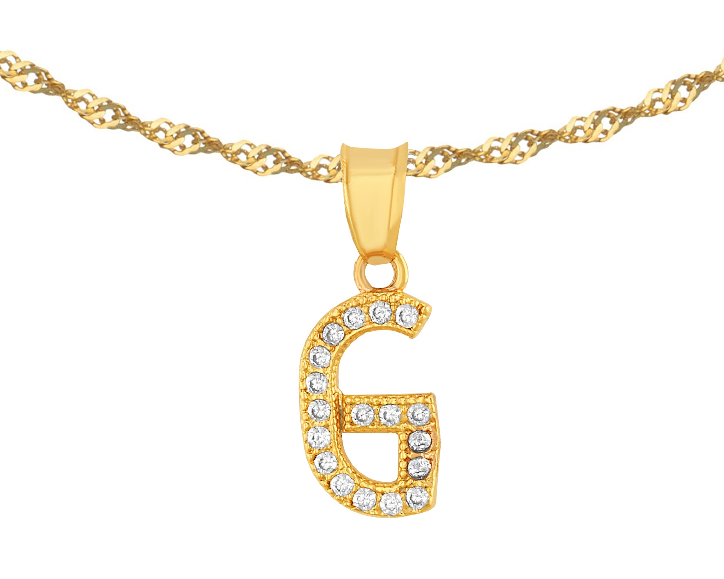 Gargantilla Inicial ''g'' 45cm De Chapa De Oro 18k Ch89