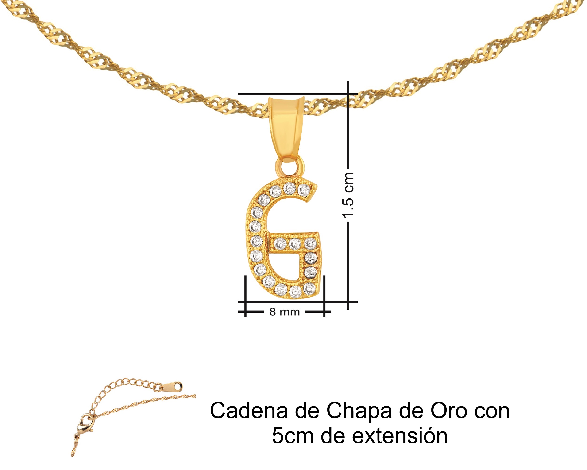 Foto 8 pulgar | Gargantilla Inicial ''g'' 45cm De Chapa De Oro 18k Ch89