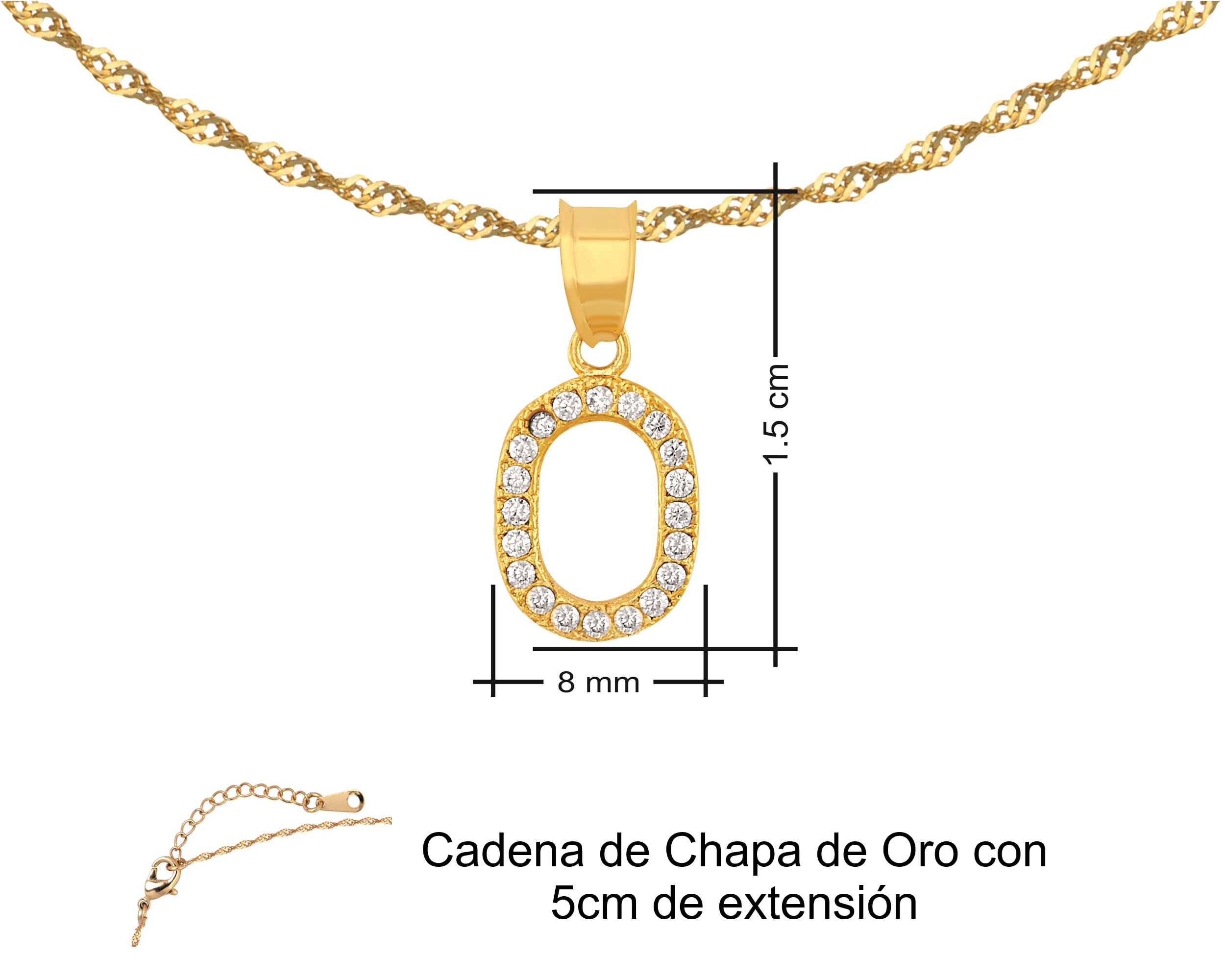 Foto 8 pulgar | Gargantilla Inicial ''o'' 45cm De Chapa De Oro 18k Ch97