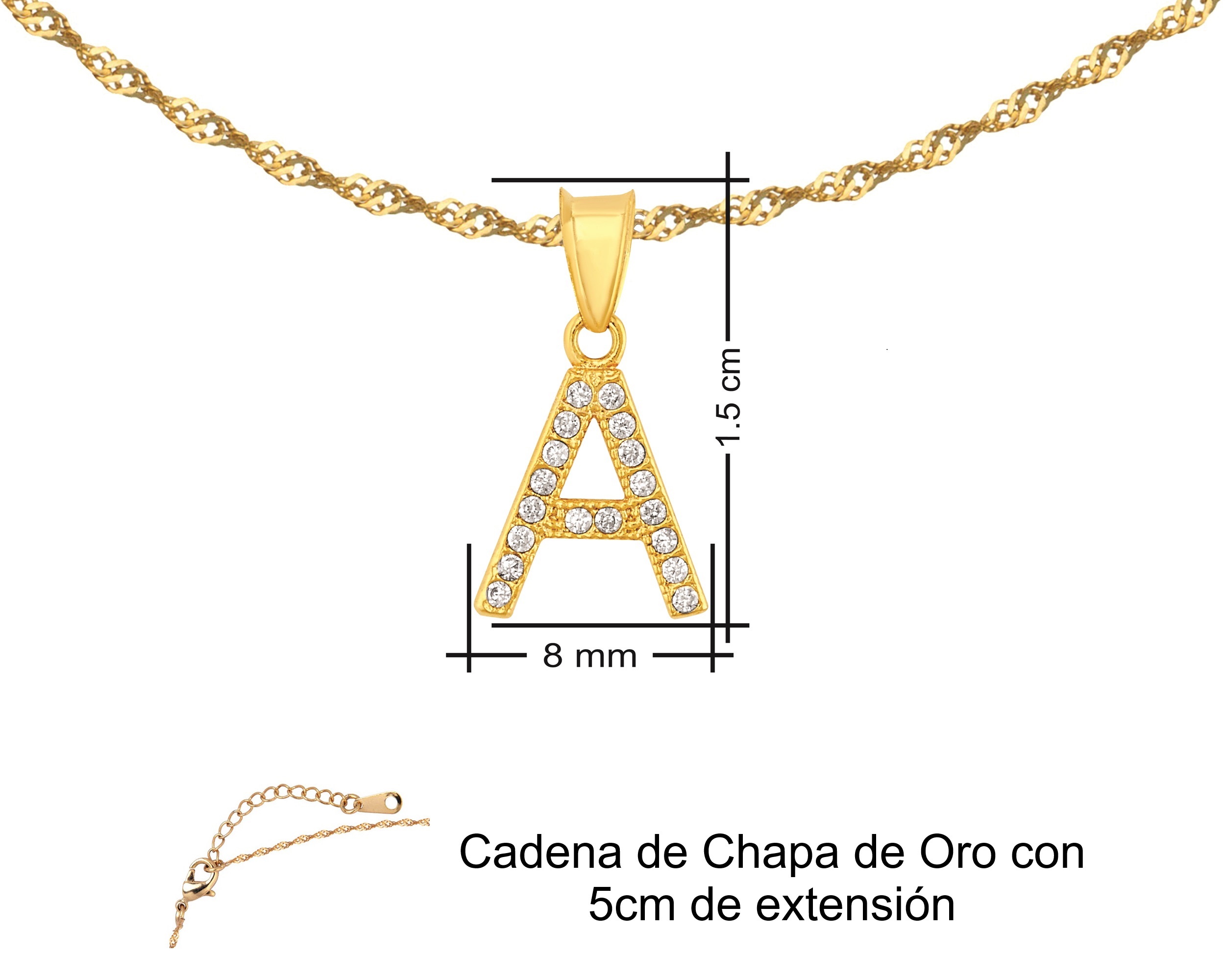 Foto 7 | Gargantilla Inicial ''a'' 45cm De Chapa De Oro 18k Ch83