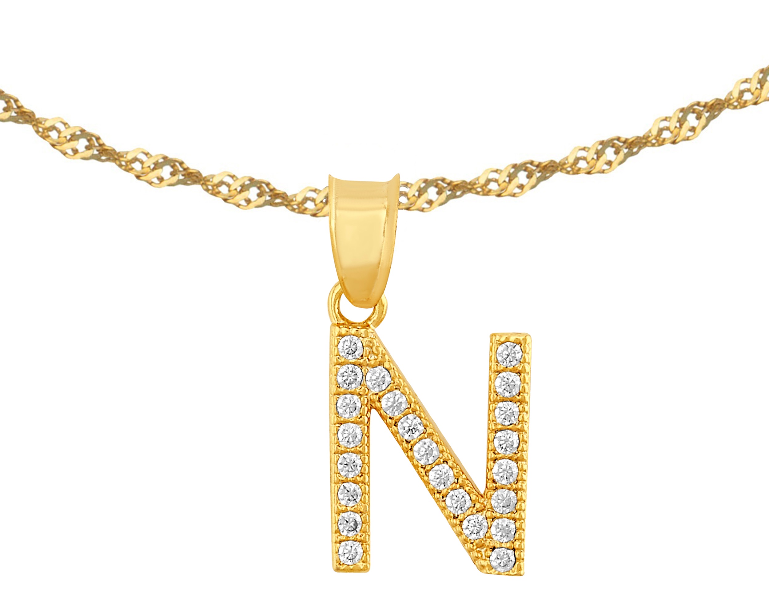 Foto 1 | Gargantilla Inicial ''n'' 45cm De Chapa De Oro 18k Ch96