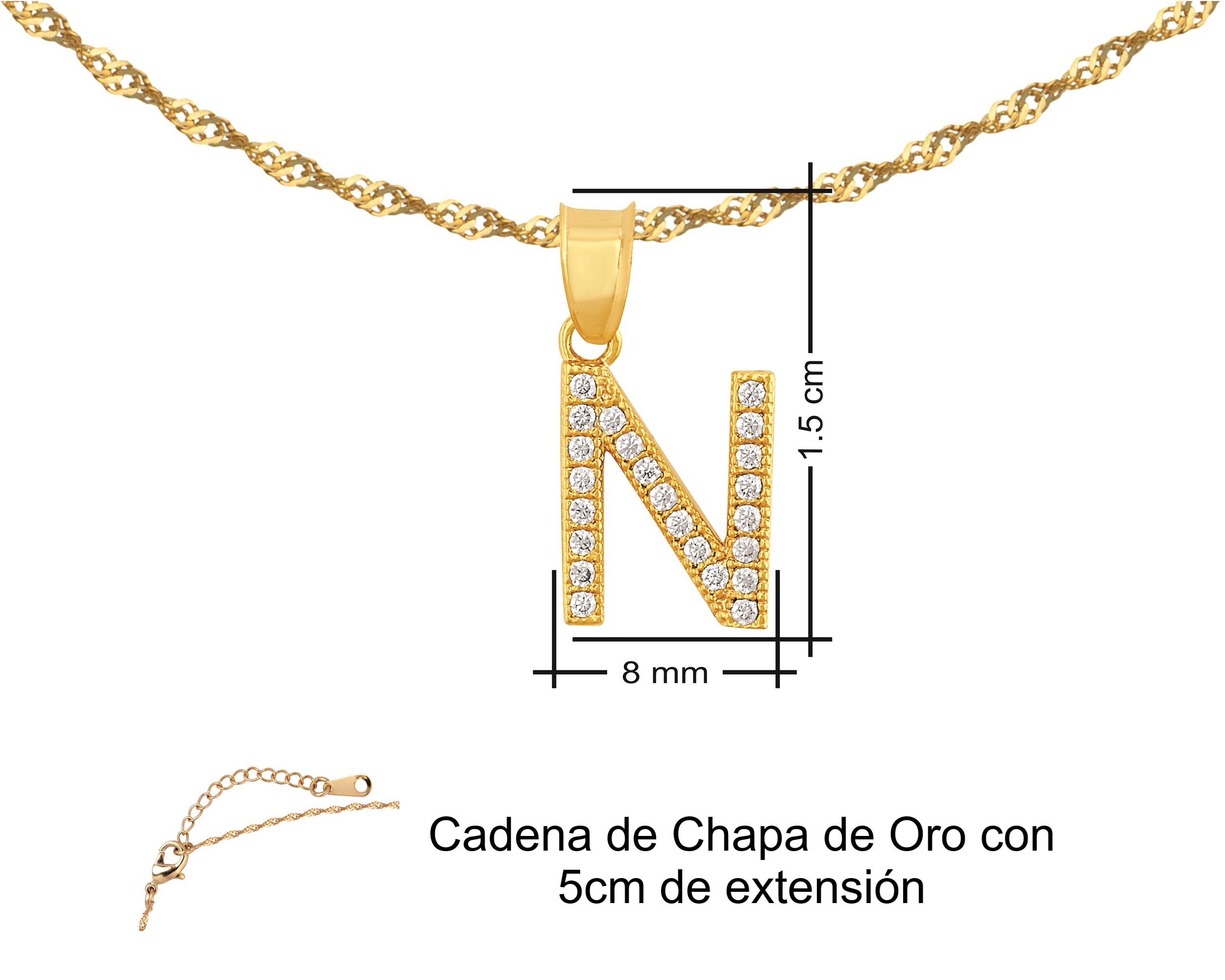 Foto 7 | Gargantilla Inicial ''n'' 45cm De Chapa De Oro 18k Ch96