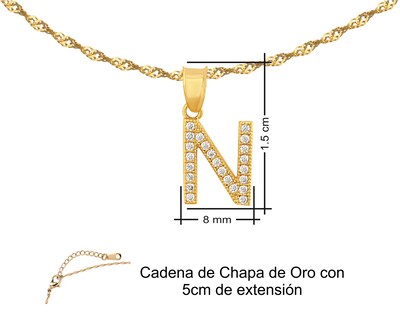Foto 7 | Gargantilla Inicial ''n'' 45cm De Chapa De Oro 18k Ch96