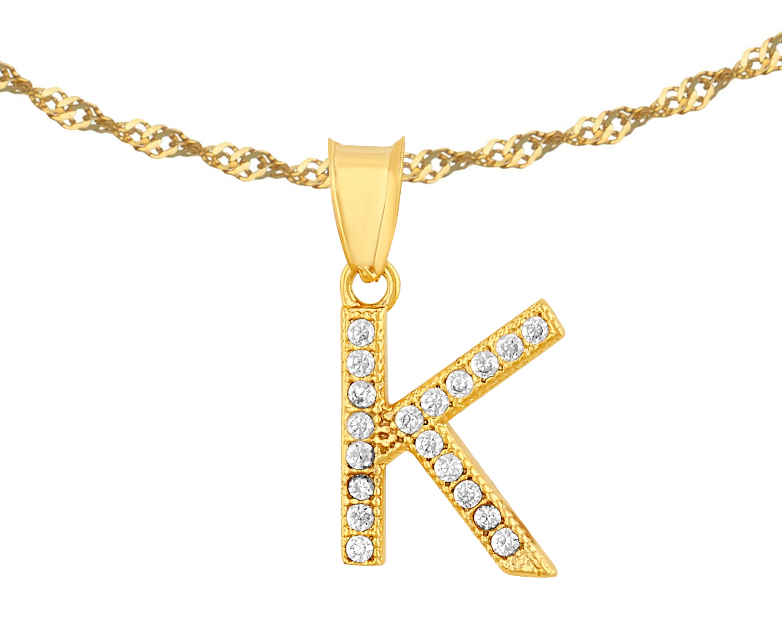 Gargantilla Inicial ''k'' 45cm De Chapa De Oro 18k Ch93